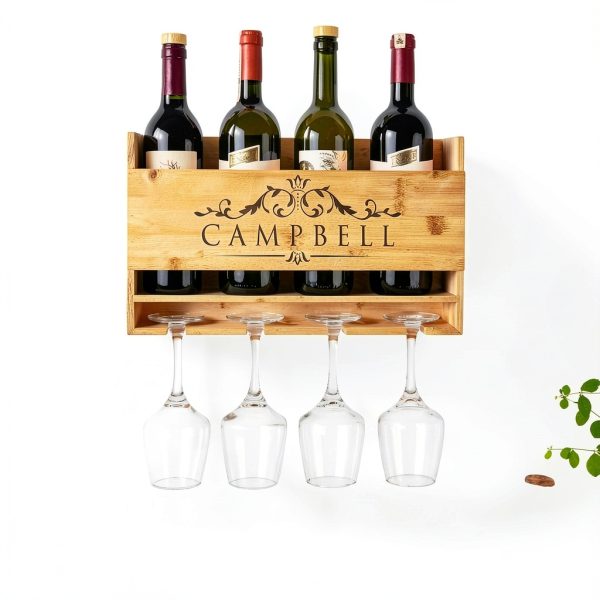 Personalization Lab Engraved Wine Rack Wooden Wall Mounted-6