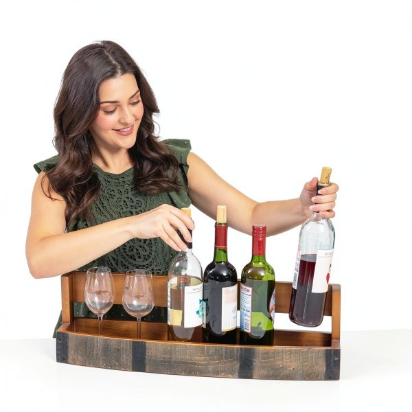 RELODECOR Wall Mounted Wine Rack Barrel Design Rustic Style-4