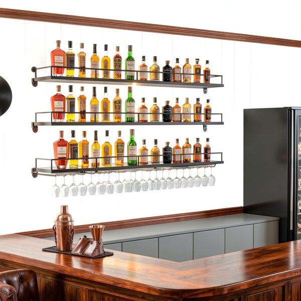 Dawselod Wall Mounted Wine Rack Modern Iron Storage-6