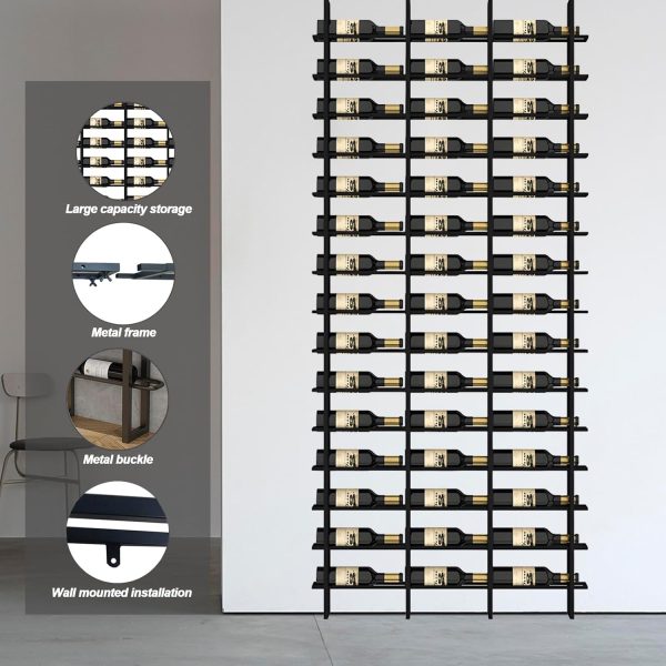 Wall Mounted Wine Rack RAJYQODIS Metal Modern Black Storage-3