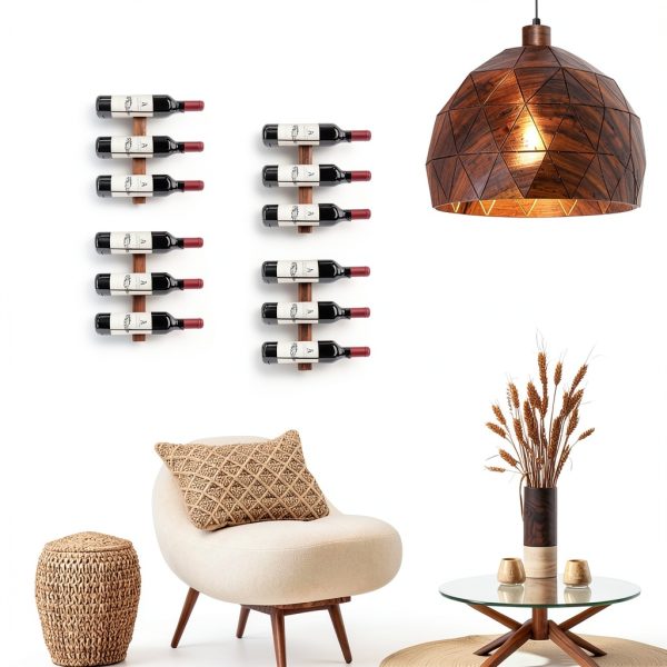 AGJIDSO Wall Mounted Wine Rack Brown Black Industrial Style-5