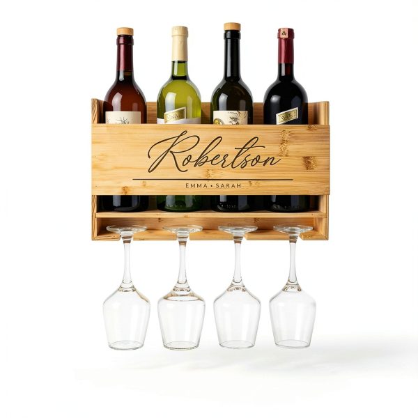 Personalization Lab Engraved Wine Rack Wooden Wall Mounted-4