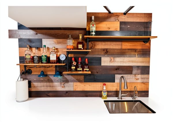 HEONITURE Wall Mounted Wine Rack Black Metal Wood Design-4