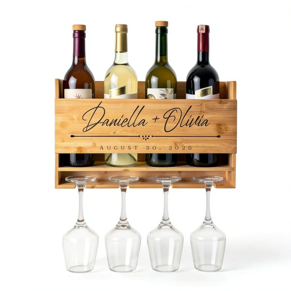 Personalization Lab Engraved Wine Rack Wooden Wall Mounted-5