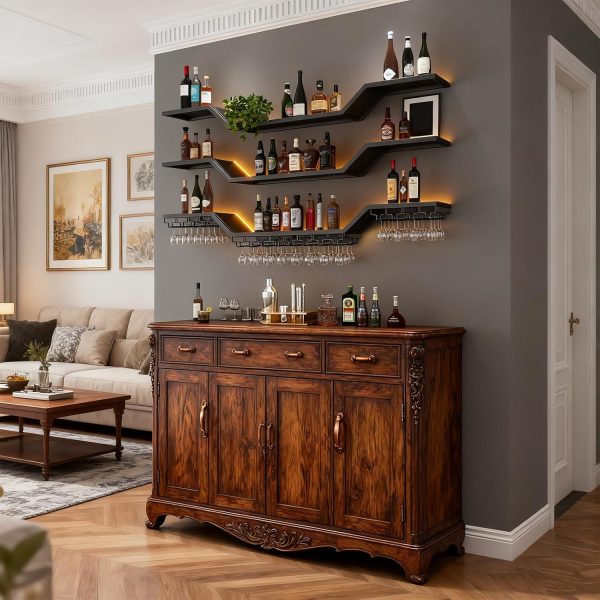 TAUODUYY Wall Mounted Wine Rack Wave Design Iron Material-2