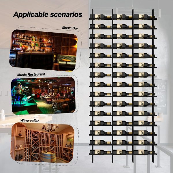 Wall Mounted Wine Rack RAJYQODIS Metal Modern Black Storage-5