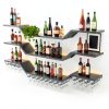 TAUODUYY Wall Mounted Wine Rack Wave Design Iron Material-0