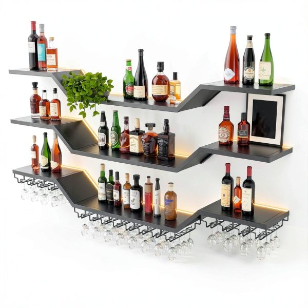 TAUODUYY Wall Mounted Wine Rack Wave Design Iron Material-0