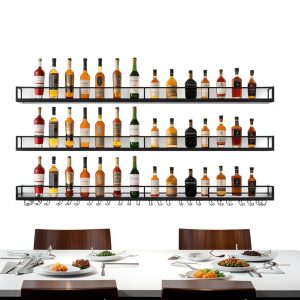 Dawselod Wall Mounted Wine Rack Modern Iron Storage-0