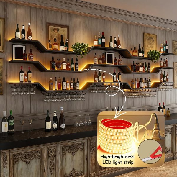 TAUODUYY Wall Mounted Wine Rack Wave Design Iron Material-4