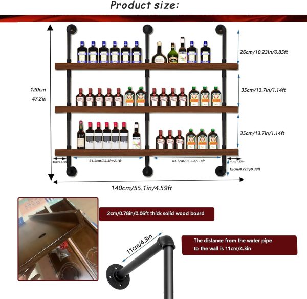 Dawselod Wall Mounted Wine Rack Solid Wood LED Lights Modern-1