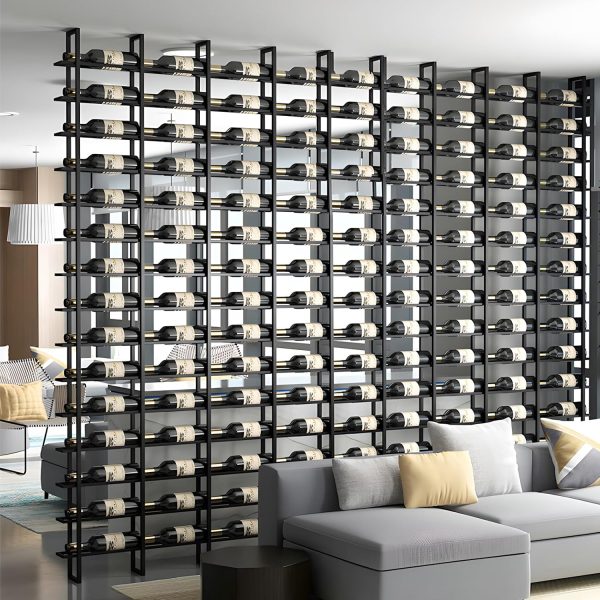 Wall Mounted Wine Rack RAJYQODIS Metal Modern Black Storage-4