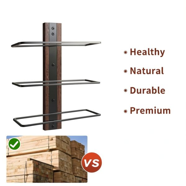 AGJIDSO Wall Mounted Wine Rack Brown Black Industrial Style-1