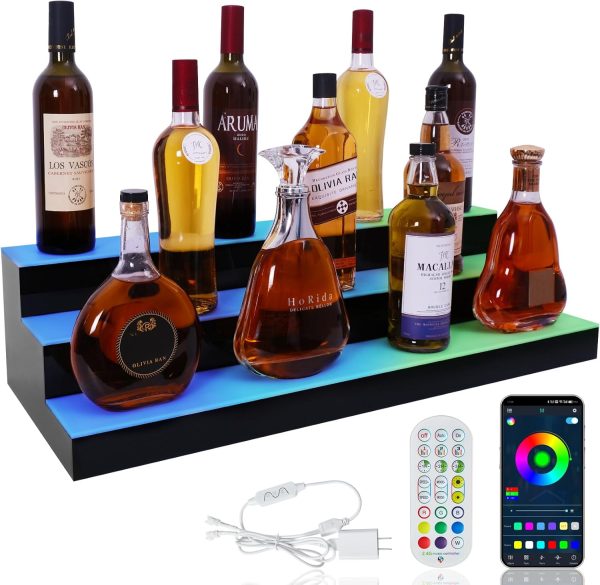 ClarityCraze LED Liquor Shelf Acrylic Modern Home Bar-0