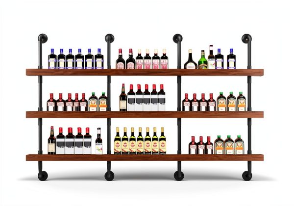 Dawselod Wall Mounted Wine Rack Solid Wood LED Lights-1