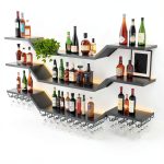 TAUODUYY Wall Mounted Wine Rack Industrial Wave Design Black-0