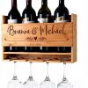 Personalization Lab Engraved Wine Rack Wooden Wall Mounted-0