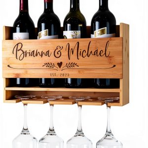 Personalization Lab Engraved Wine Rack Wooden Wall Mounted-0