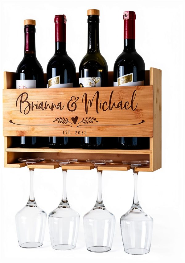 Personalization Lab Engraved Wine Rack Wooden Wall Mounted-0