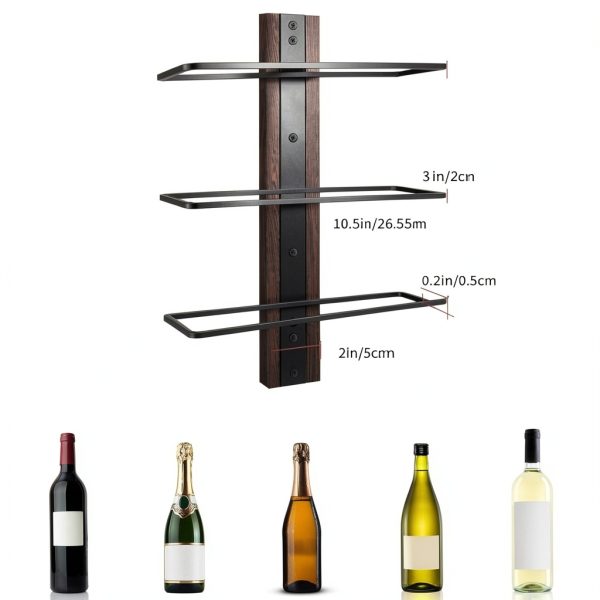AGJIDSO Wall Mounted Wine Rack Brown Black Industrial Style-3