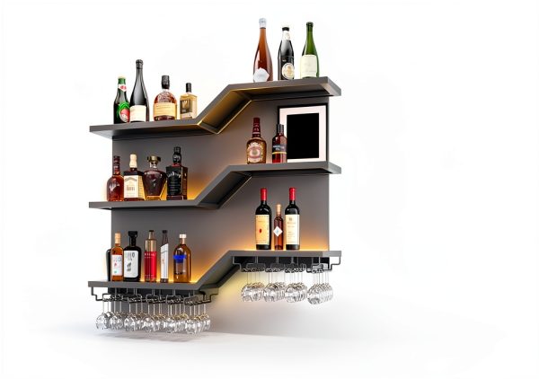 TAUODUYY Wall Mounted Wine Rack Wave Design Iron Material-5