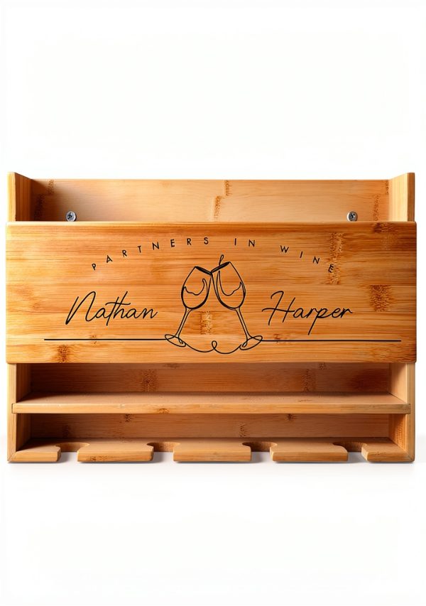 Personalization Lab Engraved Wine Rack Wooden Wall Mounted-7