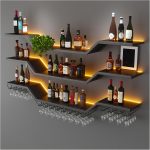 TAUODUYY Wave Wall Mount Wine Rack Black Industrial Design-0