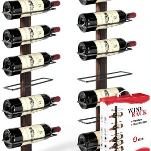 AGJIDSO Wall Mounted Wine Rack Brown Black Industrial Style-0
