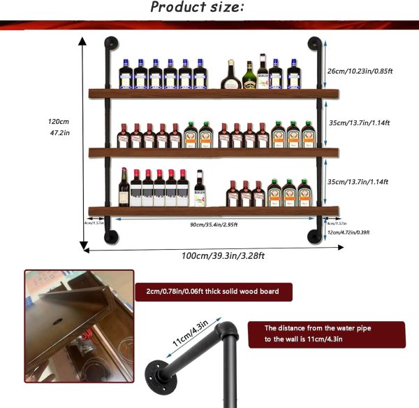 Dawselod Wall Mounted Wine Rack Solid Wood LED Display-1