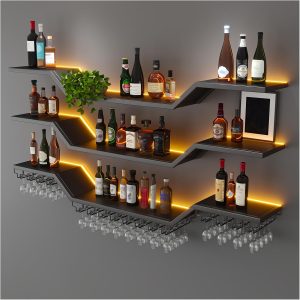 TAUODUYY Wall Mounted Wine Rack Wave Design Iron Material-0