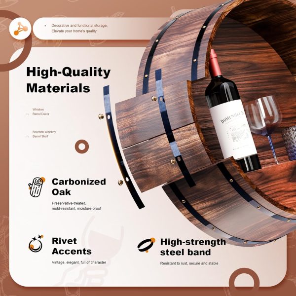 HamRoRung Wood Barrel Wine Rack Wall Mount Rustic Brown-2