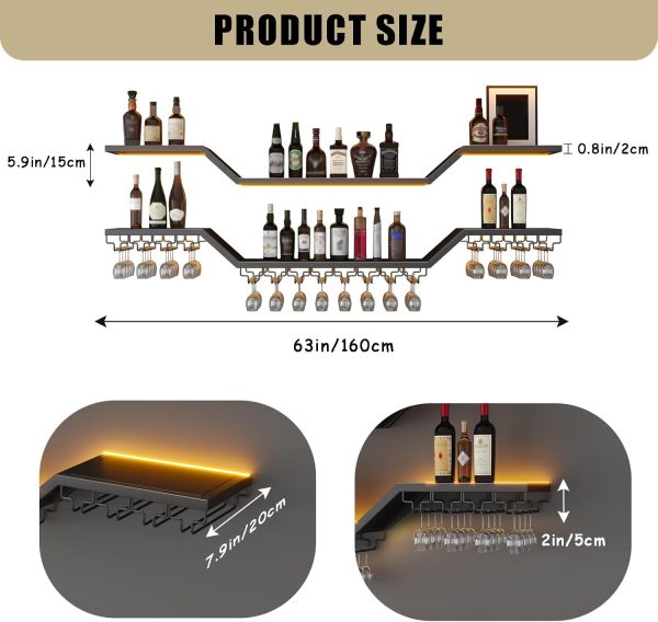 TAUODUYY Wall Mounted Wine Rack Wave Design Iron Material-1