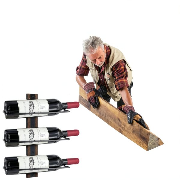 AGJIDSO Wall Mounted Wine Rack Brown Black Industrial Style-2