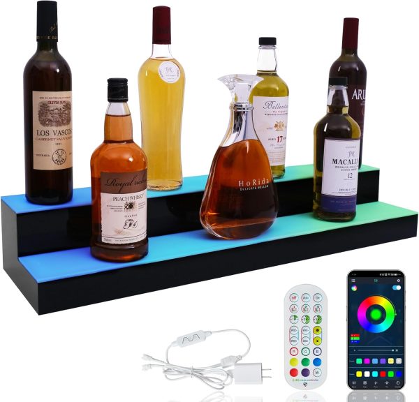ClarityCraze LED Liquor Shelf Acrylic Modern Home Bar-0