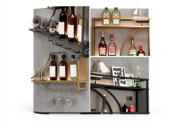 Qxgylz Wall Mounted Wine Rack Black Modern Metal Design-3