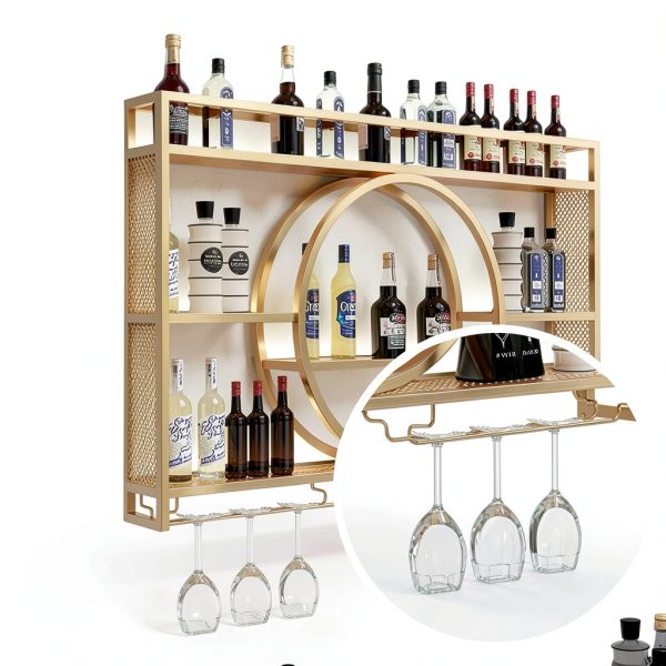 Qxgylz Wall Mounted Wine Rack Black Modern Metal Design-2
