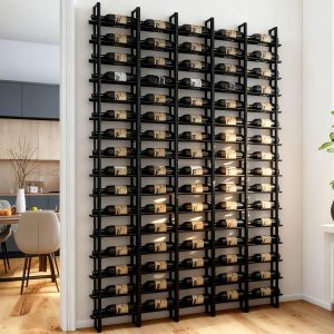 Wall Mounted Wine Rack RAJYQODIS Metal Modern Black Storage-0