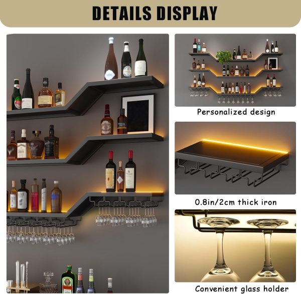 TAUODUYY Wall Mounted Wine Rack Wave Design Iron Material-5