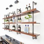Dawselod Wall Mounted Wine Rack Solid Wood LED Lights Modern-0
