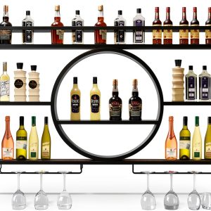 Qxgylz Wall Mounted Wine Rack Black Modern Metal Design-0