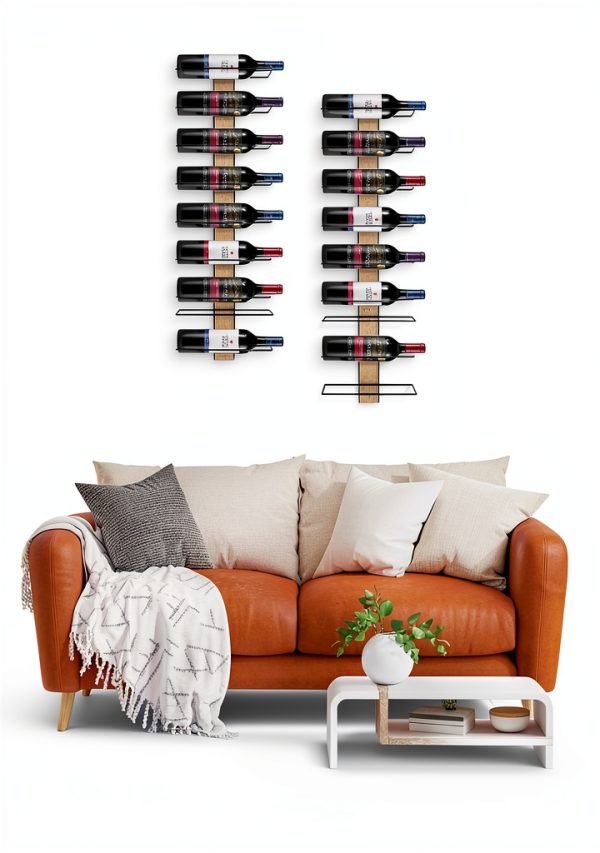 Sorbus Mahogany Wall Mounted Wine Rack 9 Bottle Storage-2
