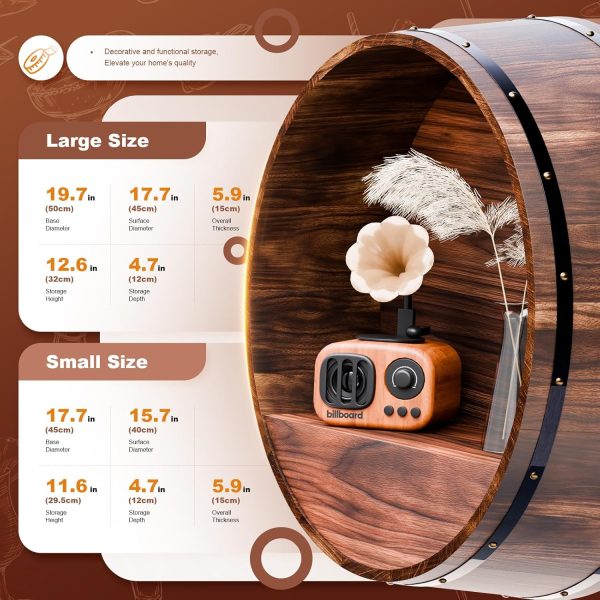 HamRoRung Wood Barrel Wine Rack Wall Mount Rustic Brown-1