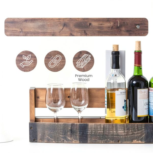 RELODECOR Wall Mounted Wine Rack Barrel Design Rustic Style-3