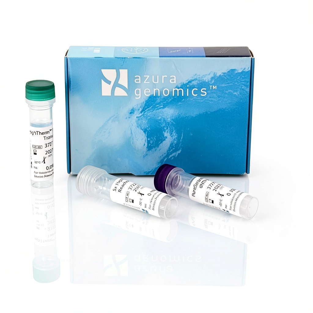 Unboxing Azura Genomics reverse transcriptase enzyme on a laboratory bench