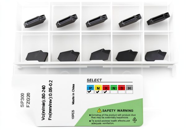 GTN 3 CNC Grooving Carbide Inserts by Feyzor – SP300 PVD Black 10pcs-1